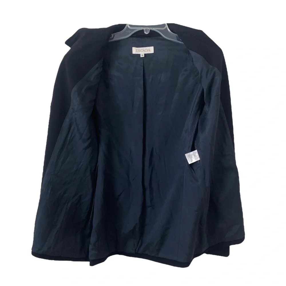 ESCADA wool navy black blazer jacket sz 38 - business casual - formal - stretchy - Picture 10 of 13